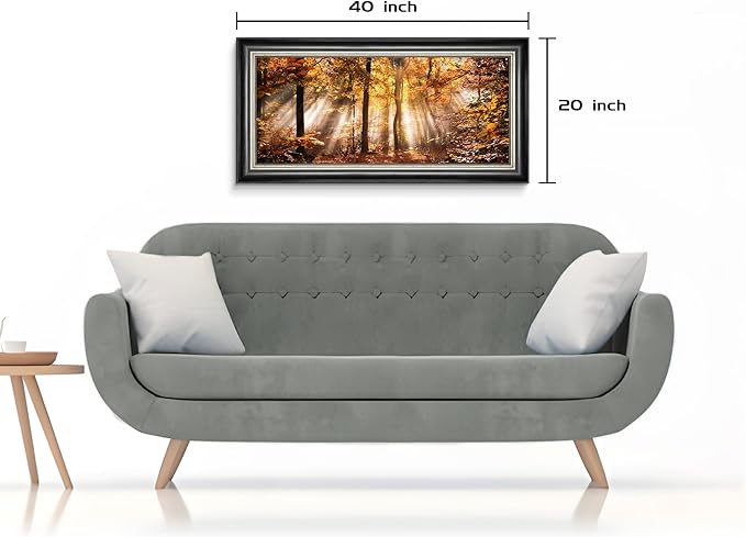 Framed Birch Tree Canvas Wall Art: Nature Forest Print Painting Autumn Landscape Artwork for Living Room Bedroom