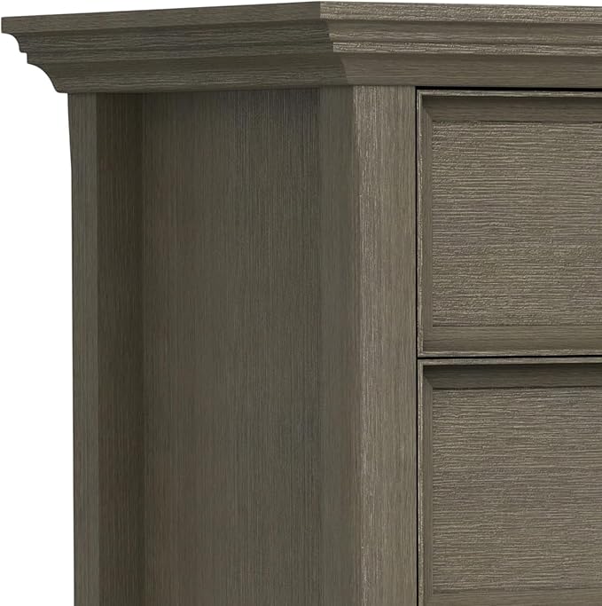 SIMPLIHOME Amherst SOLID WOOD 24 Inch Wide Traditional Bedside Nightstand Table in Farmhouse Grey, For the Living Room and Bedroom