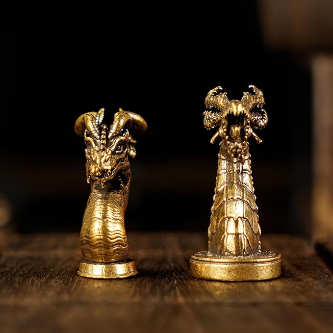 Retro Handcrafted Half-Body Dragon Sculpture - 100% Solid Brass Desk Ornament | Vintage Style Collectible Art Piece for Home & Office Unique Gift for Fantasy Lovers, Museum-Quality Dragon Head Statue