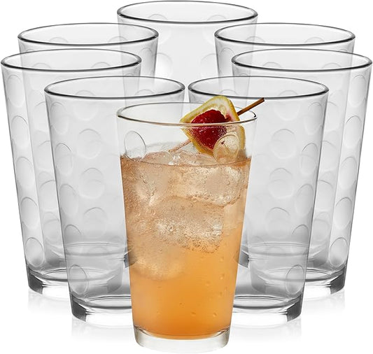 Libbey Reno Patterned Tumbler Glasses, 16-ounce, Set of 8