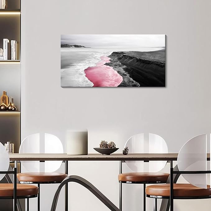 YCPRIMER Canvas Wall Art Tropical Beach At Sunset Seascape black and white Picture Paintings Artwork Prints Framed Ready to Hang for Home Office Bedroom Living Room Bathroom Kitchen Wall Decor