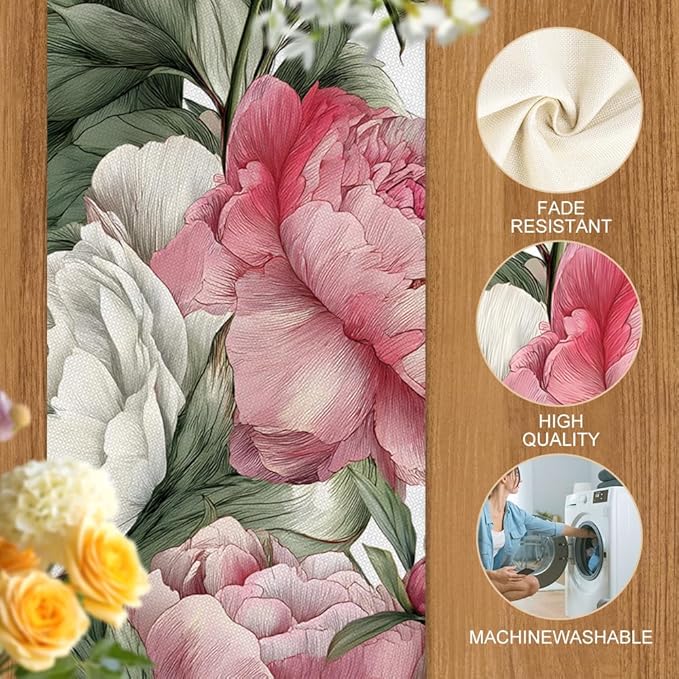 ANNA QUEEN Flowers Table Runner 13 x 72 Inch for Dining Table, Table Runner for Seasonal Autumn Kitchen Dining Table Decoration for Home Party Decor Thanksgiving Harvest