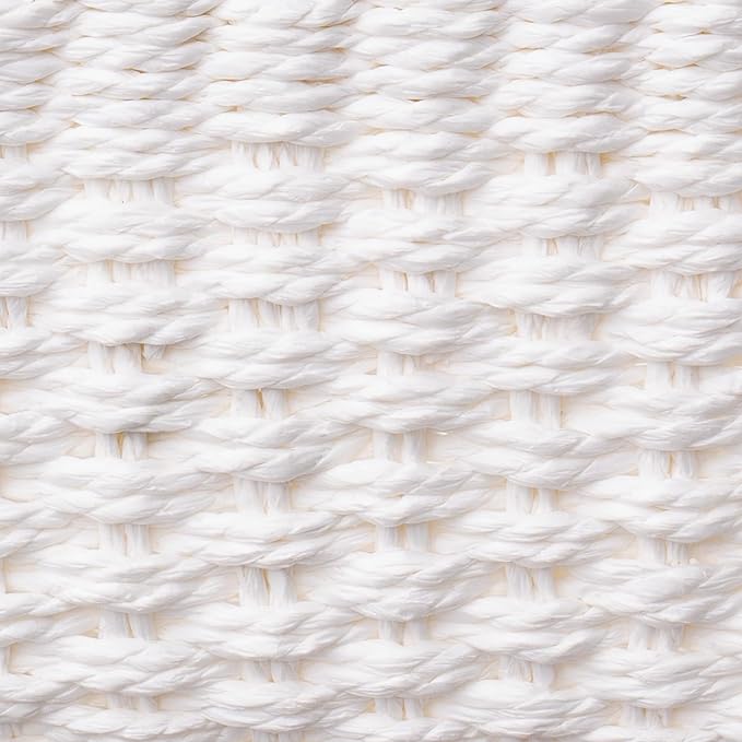 LA JOLIE MUSE Woven Storage Baskets for Organizing, Recycled Paper Rope Basket Bin Divider for Makeup Towel Shelf Cupboards Drawer Closet Dresser, Decorative White Storage Basket Set of 3