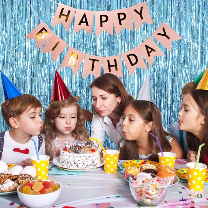 20 Pack Foil Curtain Backdrop Blue Metallic Tinsel Foil Fringe Curtains Photo Booth Props for Birthday Wedding Engagement Baby Shower Bachelorette Christmas Holiday Celebration Party Decorations