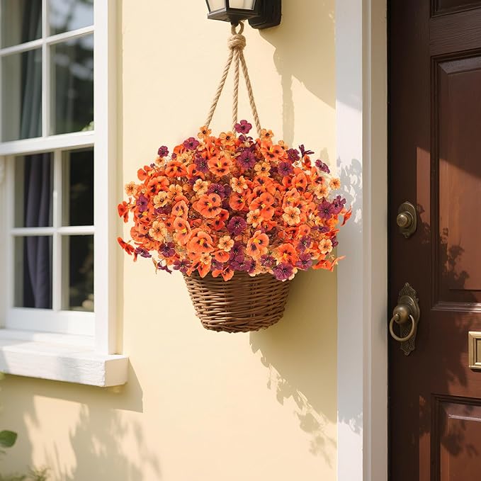 Uieke 16PCS Fall Flowers Artificial for Decoration, 14.9" Fall Faux Stems with Artificial Mums for Outdoors UV Resistant for Home Party Wedding Mantel Decor