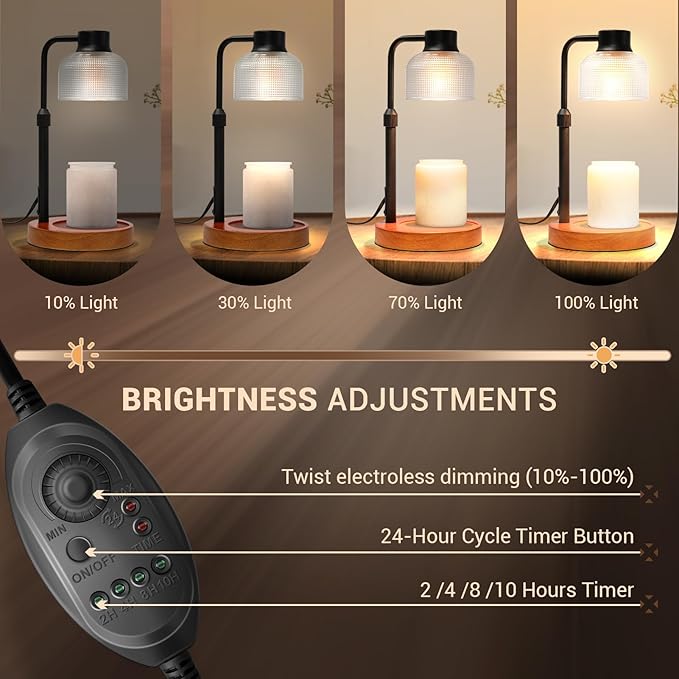 KLL Candle Warmer Lamp with Timer: Birthday Gifts for Women Mom - Dorm Room Office Apartment Vintage Home Decor - House Warming Gifts for New Home - Wax Warmer Lamp for Jar Candles