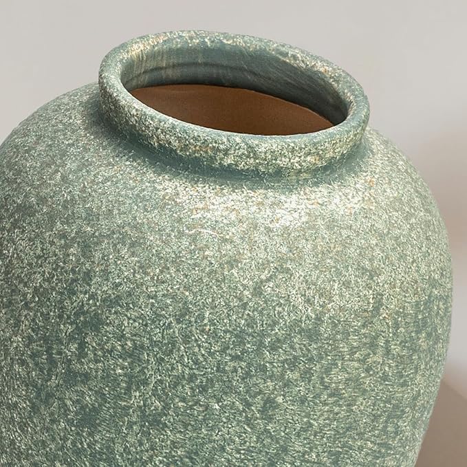 Ceramic Flower Vase Home Decor - 9.2 inch Large Farmhouse Table Vases, Rustic Decorative Vases for Kitchen Living Room Coffee Dining ShelfMantel Decoration