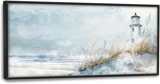 Flintis Large Lighthouse Wall Art Beach Lighthouse Pictures Wall Decor Abstract Nautical Canvas Painting Print Artwork Decoration Framed for Living Room Bathroom Master Bedroom 60L x 30W