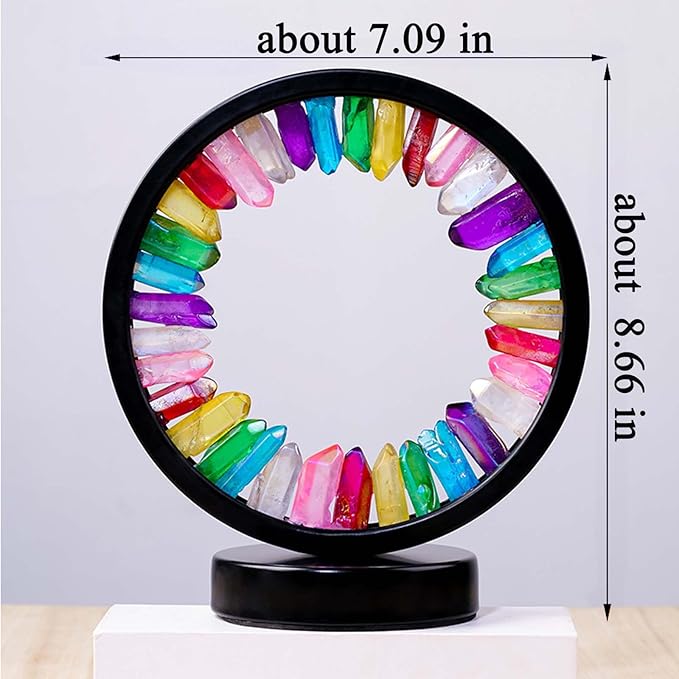 Runyansghi Chroma Electroplated Single Point Crystals Night Lamp 8.6" Healing Crystal Bedside Lamp USB Port 3 Colours Dimming Mode Bedroom Lamp Suitable Night Light Office Home Decor Gift