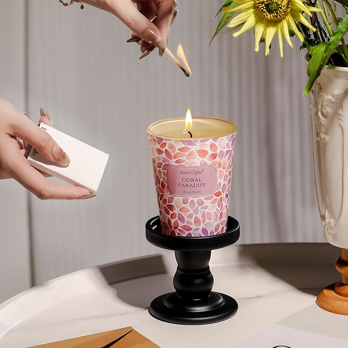 HomeLights Coral Paradise Scented Candles | 6.7oz Soy Candles Bohemian Natural Textures Large Candle Jars | Ideal Candle Gifts for Events, Home Decor Stress, Relief & Relaxation