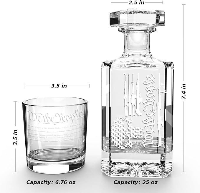 FURSARCAR Housewarming Gifts for for Men Dad, Gun-Skull Whiskey Decanter Set with 2 Glasses, Unique Cool Mens Fathers Birthday Gift from Daughter Son, Xmas Retirement Present Decanter Sets for Man