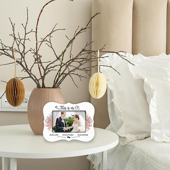2025 Engagement Photo Frames（4X6"Photo） - This is us, our life, our story, our home - Couple Frames, Wedding Gifts For Newlyweds, Newly Married Bedroom Desktop Decoration Accessories - A02