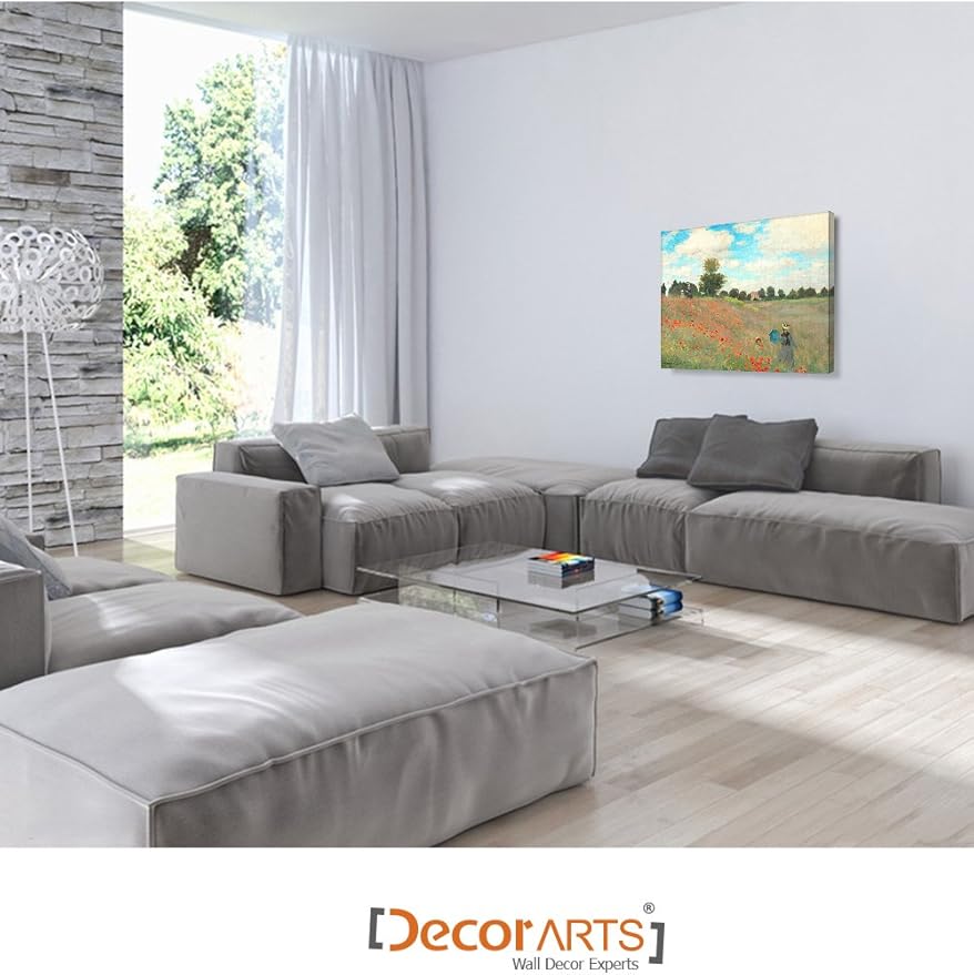 DECORARTS - Poppies at Argenteuil, 1873, Claude Monet Art Reproduction. Giclee Canvas Prints Wall Art for Home Decor 24x20