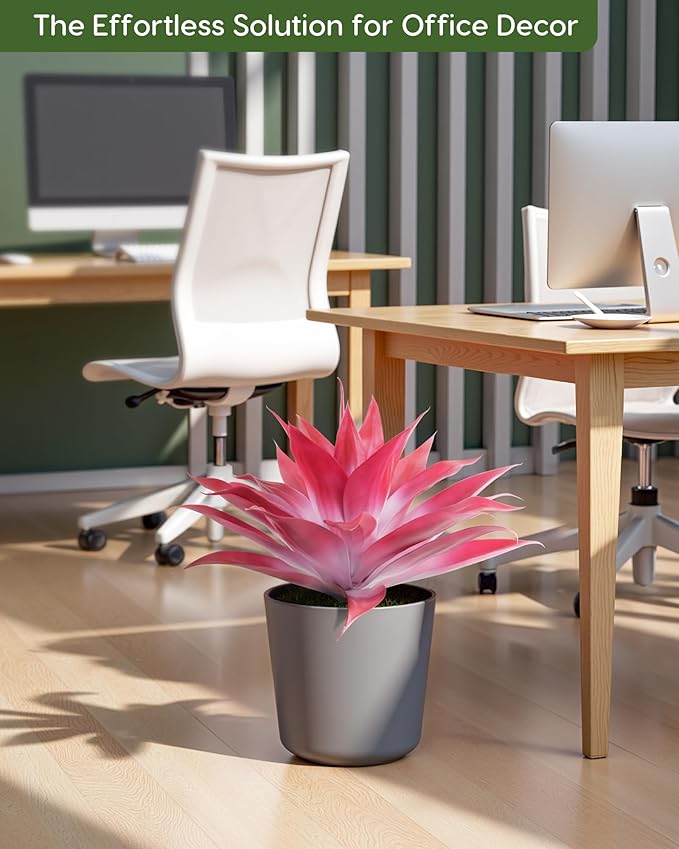 Velener Artificial Agave Plant Set, 28 Inch, Faux Aesthetic Plants for Home Decor, Realistic Fake Red and White Agave Plants Indoor Without Pot, Set of 2