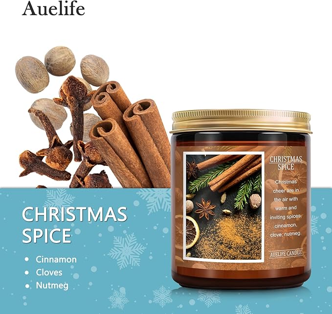 Christmas Spice Soy Candle - 7 oz Aromatherapy Jar Candle - Winter for Women & Men