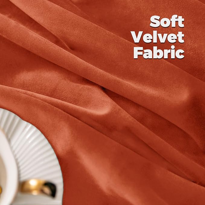 BGment Terracotta Velvet Curtains 84 Inches Fall Decor, Luxury Thick Velvet Blackout Super Soft Curtains & Drapes with Back Tab and Rod Pocket for Living Room, Set of 2 Window Panels, 52 x 84 Inch