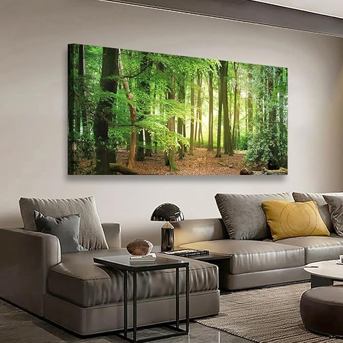 Green Forest Wall Art for Living Room Bedroom Office Large Nature Canvas Wall Art Kitchen Pictures Modern Landscape Wall Decor Paintings Tree of Life Artwork Waterproof Ready to Hang - 20in * 40inch