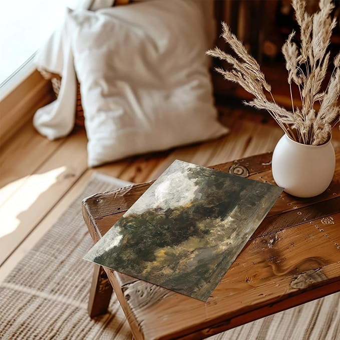 RETRART Vintage Home Decor, Moody Landscape Print - Wildflower Painting - Dark Autumn Print, 8" x 10" Unframed Canvas Prints for Bedroom Living Room Bathroom Wall Decor