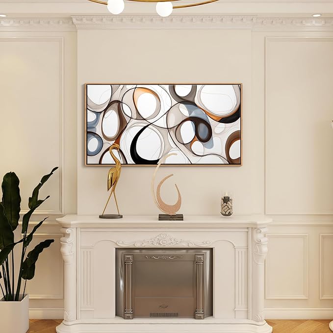 Framed Wall decor for Living Room Brown Abstract Canvas Wall Art - Kitchen & office Wall Art Prints Modern artwork, Wood Frames Decor, Bedroom Decorations 24×48