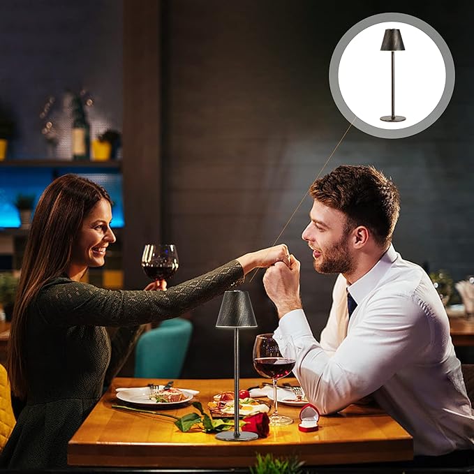 LED CordlessTable Lamp,4000mAh Rechargeable Battery Desk lamp,3 Level Brightness Night Light, Minimalist Design, for Couple Dinner/Coffee Table/Restaurant/Bedroom(Vintage Copper)