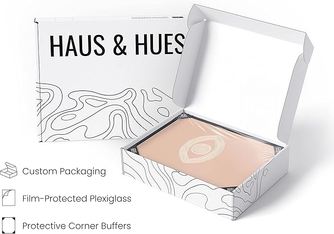 HAUS AND HUES Boho Posters Neutral Wall Art Prints - Abstract Art Wall Prints Boho Art Wall Decor, Eye of Sauron Posters and Print (Black Framed, 12x16)