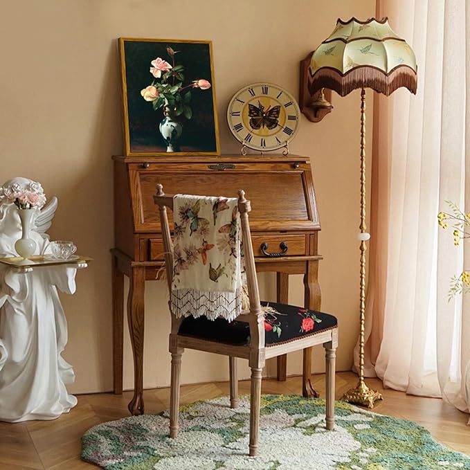 crmotu Vintage Framed Wall Art, Classical Vase Roses Canvas Painting, Still Life Floral Botanical Prints, Flower Dark Academia Pictures Wall Decor Living Room Bedroom Desktop Kitchen Artwork 8x10in