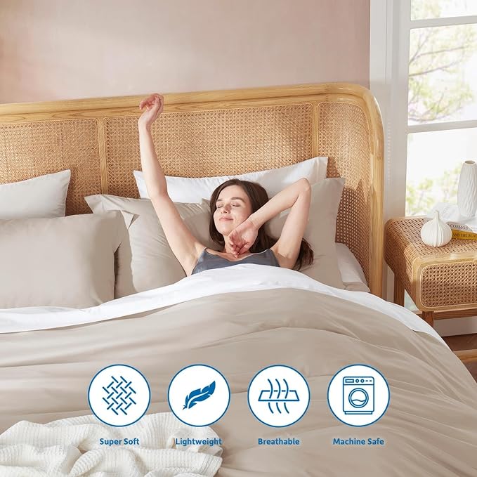 Nestl Twin Duvet Cover Set - Soft Double Brushed Linen Duvet Cover Twin XL, 2 Piece, with Button Closure, 1 Duvet Cover 68x90 inches and 1 Pillow Sham