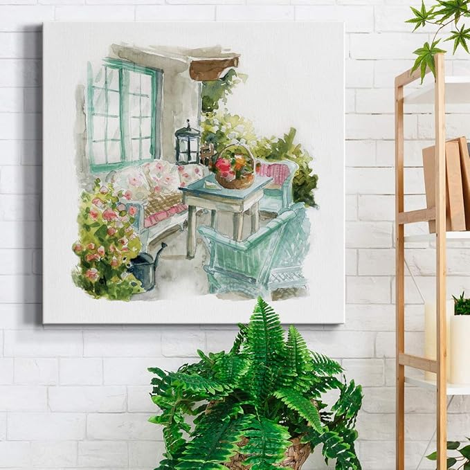 Wexford Home Square Premium Gallery Wrapped Canvas Flower Multicolor Wall Art Abstract Floral Romance Modern Pictures Print for Home Office, Ready to Hang, cottage retreat, 24x24