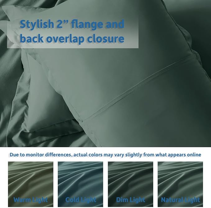 Nestl Forest Green Duvet Cover King Size - Soft Double Brushed King Duvet Cover Set, 3 Piece, with Button Closure, 1 Duvet Cover 104x90 inches and 2 Pillow Shams