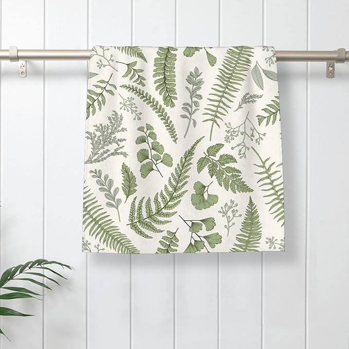 Sage Green Spring Kitchen Towels 16x24 Inch Vintage Leaf Plant Decor Dish Towels Tropical Botanical Leaves Seasonal Decoration Hand Towels Absorbent Dish Cloths for Home Kitchen Dining Set of 2