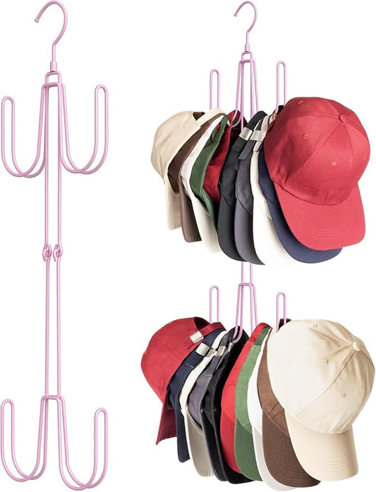 Hat Hangers for Closet, Stainless Steel Hat Organizer, Hat Racks for Baseball Caps, Cap Organizer for Baseball Caps, 1 Pack, Pink