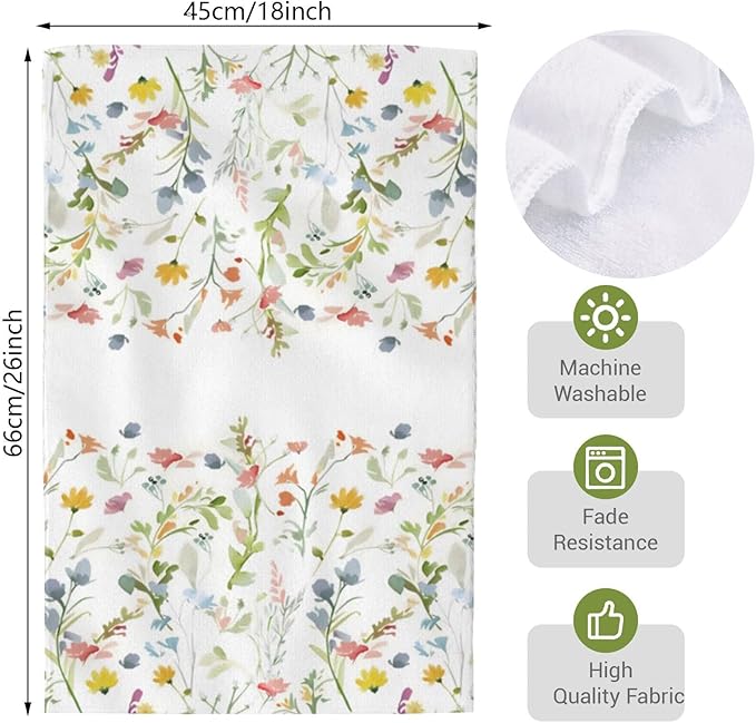 Spring Wildflower Kitchen Towels Dish Towels Set of 2,Floral Hand Towels 18x28 Inch Drying Dishcloth,Summer Holiday Dish Towels for Kitchen Bathroom Home Decor Housewarming Gifts