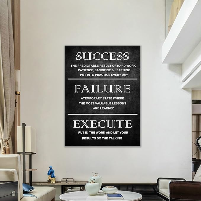 Success Quote Inspirational Wall Art Inspiring Canvas Poster Print Inspiring Motivational Picture Framed Artwork Picture for Office Workplace Living Room Wall Decoration Ready to Hang [30''W x 40''H]