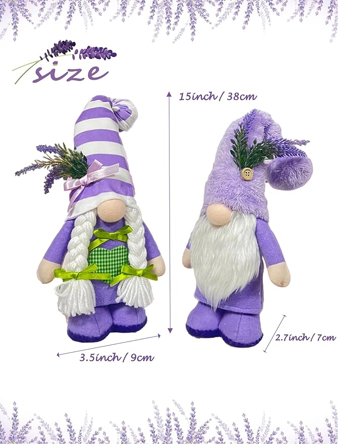 2PCS Summer Decorations for Home Cute Gnomes Plush Office Decor for Women Summer Gnomes Spring Home Decor Tiered Tray Oranment (Standing)