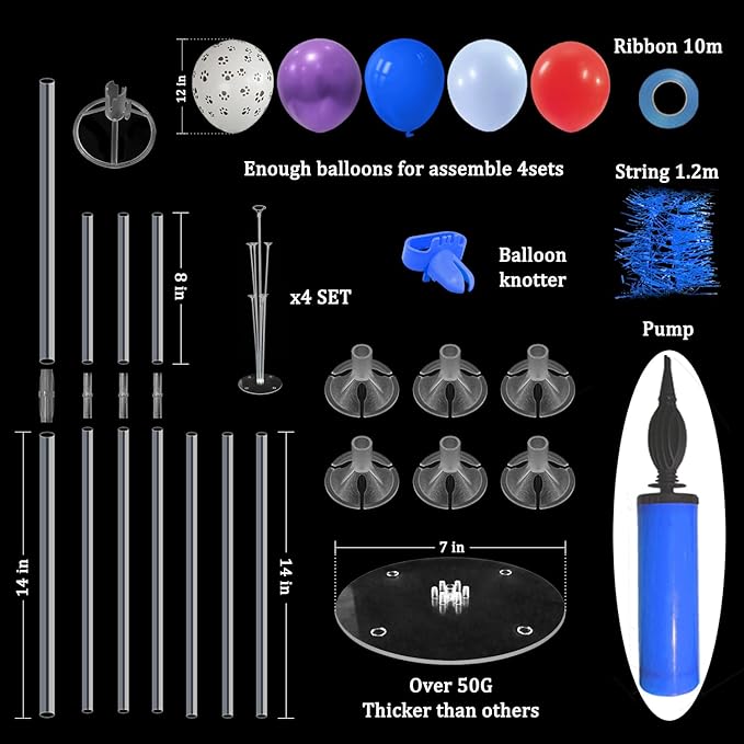 Dog Birthday Party Decorations Balloon Stand Kit with Blue Red and Puppy Paw Balloons (Puppy paw set4)