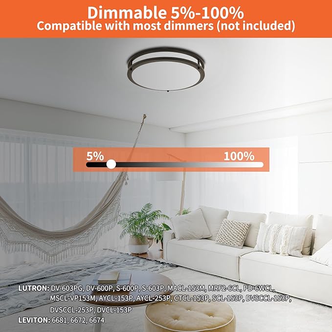 13Inch 36W Ceiling Light Fixtures 2 Packs, 5CCT Flush Mount Ceiling Mount Lights 2700K 3000K 4000K 5000K 6500K, Dimmable Close to Ceiling Lights, LED Ceiling Lights for Bathroom Kitchen Bedroom, Black