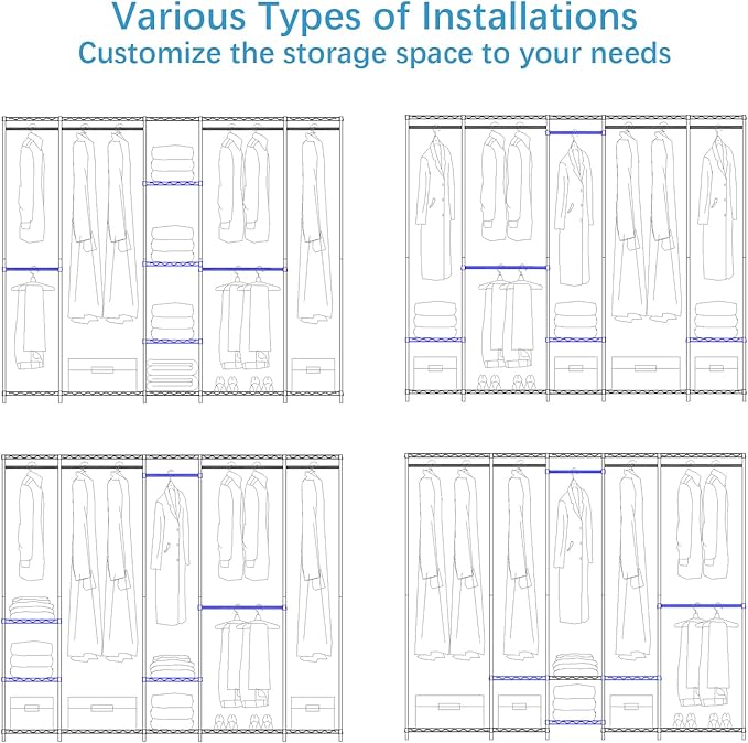 VIPEK V50 Extra Large Portable Closet Rack Bedroom Armoire Freestanding Wardrobe Closet, Heavy Duty Multi-Functional Metal Clothing Rack for Hanging Clothes, Max Load 1300lbs, White