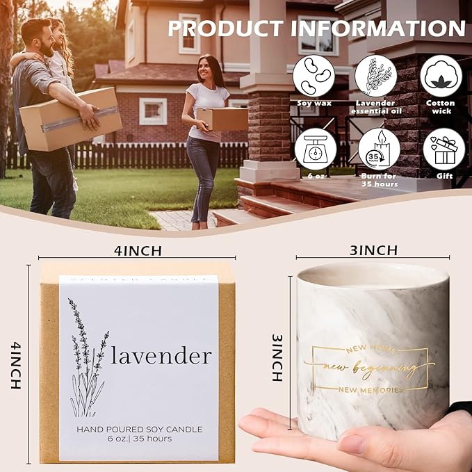 Freejac New Home Housewarming Gift for Women Men Friend, Gift Ideas New Homeowner Decoration Party Decor Porcelain Ceramics Scented Candle 6oz