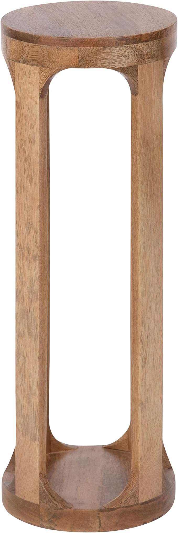 Kate and Laurel Dahl Wooden Round Drink Table; 8 x 23; Natural Brown; Transitional Boho Circle Wood Accent Pedestal Table for Living Room Plant Stand or Small Bedroom Nightstand