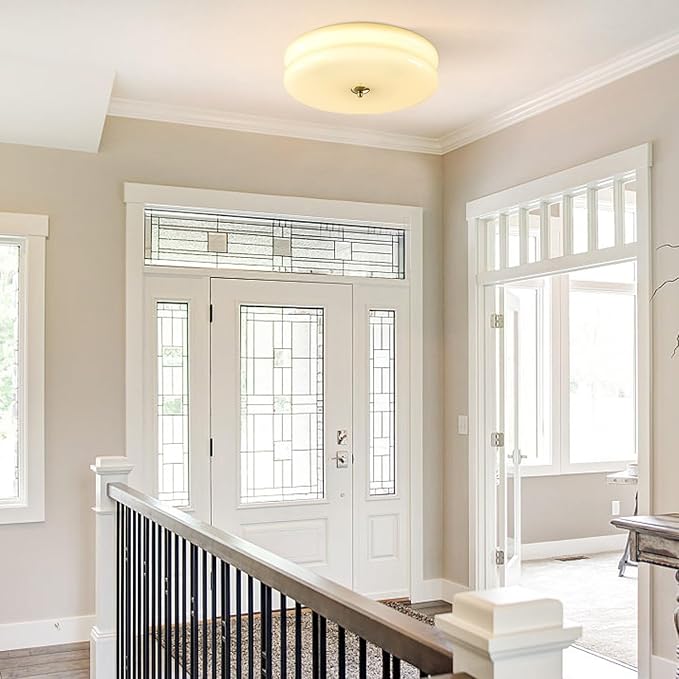 KCO Lighting Modern Yellow Glass Ceiling Light Modern Hallway Ceiling Lights Retro Flush Mount Ceiling Light Mid Century Overhead Lighting Large Flush Mount Kitchen Light