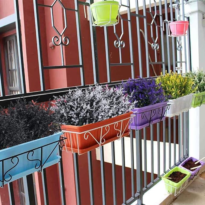 RECUTMS Artificial Flowers Outdoor Fake Plants Artificial Fake Flowers, Faux Outdoor Plastic Plants UV Resistant Shrubs No Fade Faux Plastic Plants Garden Porch Window Box Decorating(Black)