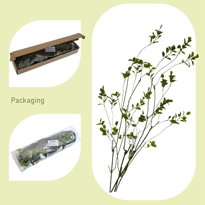 4Pcs 35.4” Artificial Eucalyptus Branches for Vase Filler, Faux Greenery Stems, Bendable Twig Leaves for Minimalist Indoor Home Decor