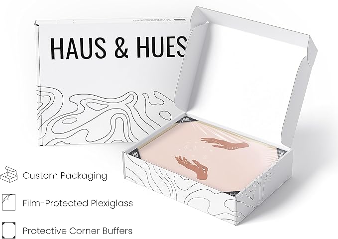 HAUS AND HUES Astrology Posters and Celestial Hands on Sides Decor - Room Decor and Spiritual Posters, Sun and Moon Wall Art Astrology Wall Décor (Beige Frame 24x36)