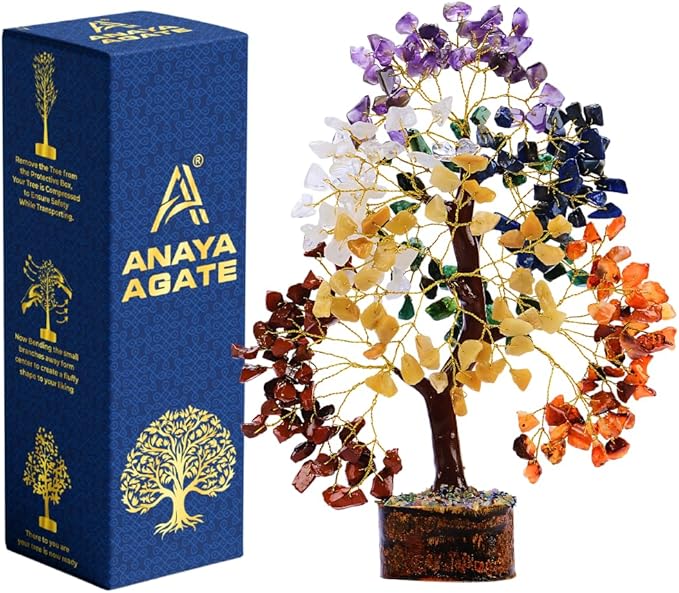 7 Chakra Crystal Tree of Life, Healing Crystal Trees for Home Decor, Office Desk Decor, Living Room Decor, Handmade Bonsai Trees for Positive Energy, Money, Good Luck Birthday Gifts for Women, Mom