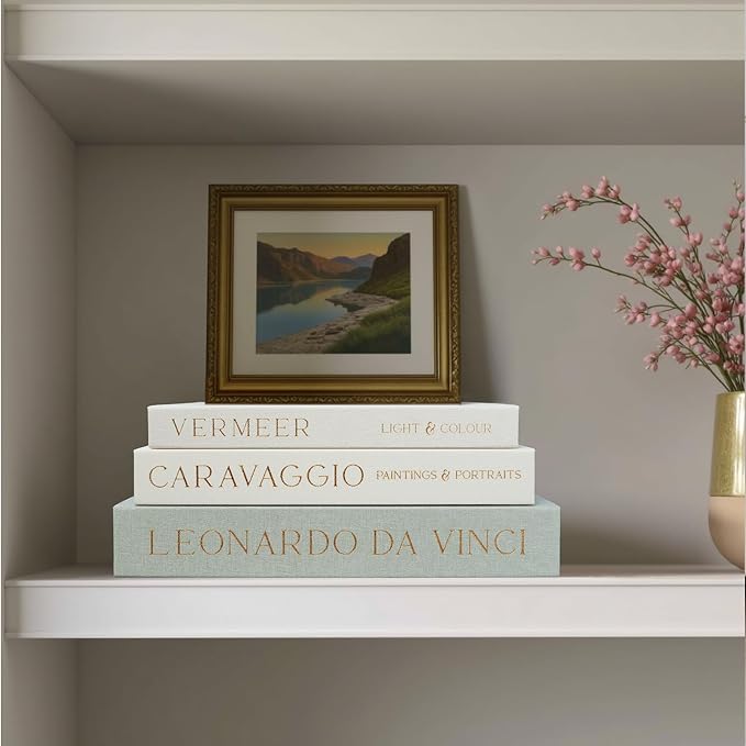 Set of 3 Linen Decorative Books for Home Decor,Modern Faux/Fake Decor Books for Decoration,Aesthetic Book for Coffee Table/Bookshelf/Mantel Decor,Photo Storage or Keepsake Box(Sage)