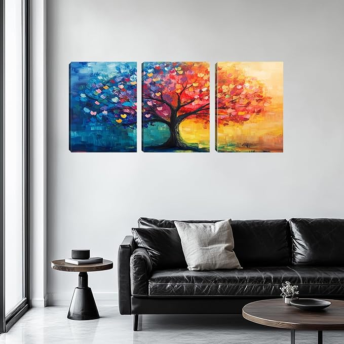 Kuiluuye 3 Pieces Sun Sbstract Wall Decor Motivational Office Wall Decor Sbstract Landscape Wall Art Canvas Paintings Posters for Living room Bedroom Office (36''W x 16''H)