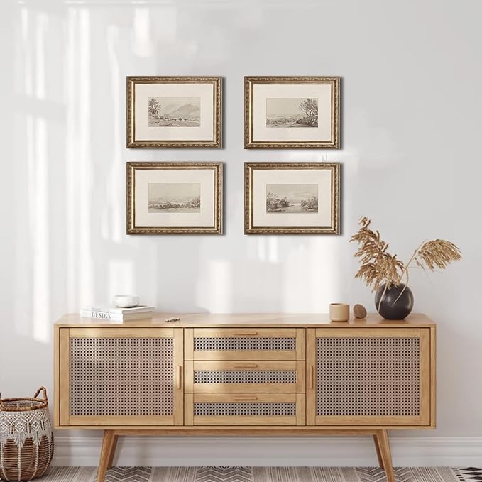 uniro Neutral Gallery Wall Art Prints, Farmhouse Landscape Sketch Wall Painting Canvas Prints, Rustic Nature Oil Painting, Antique Moody Neutral Landscape Aesthetic Wall Decor Vintage Art Pictures for Bedroom Bathroom Decor( 8" x 10"-UNFRAMED)