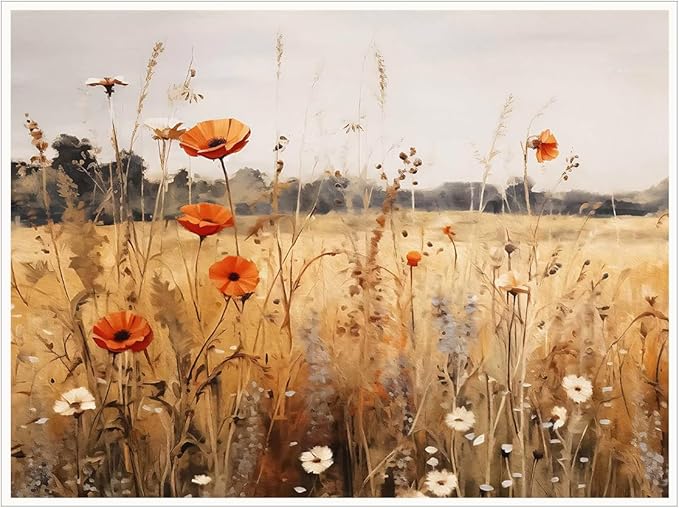 Fall Wildflowers Wall Art Autumn Flowers Wall Decor Wildflower Canvas Print posters Autumn Aesthetic Decor 16x24"Unframed