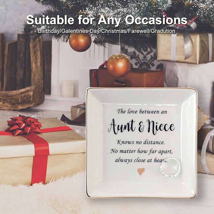 HOME SMILE Ceramic Ring Dish Jewelry Tray for Mom Sister Friends