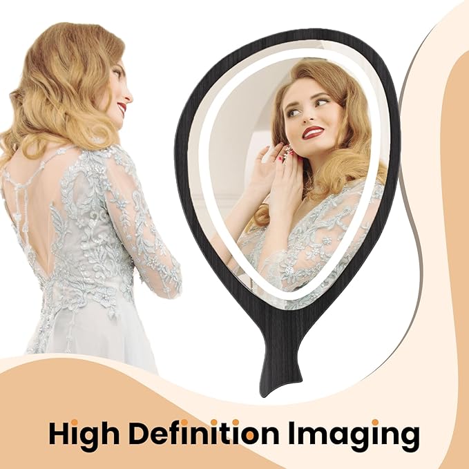 Irregular Asymmetrical Wall Mirror with LED Lights，3colors Hanging Mirror with Lights for Living Room Bathroom Entryway, Modern Decorative Mirror Hanging Black 30x18in